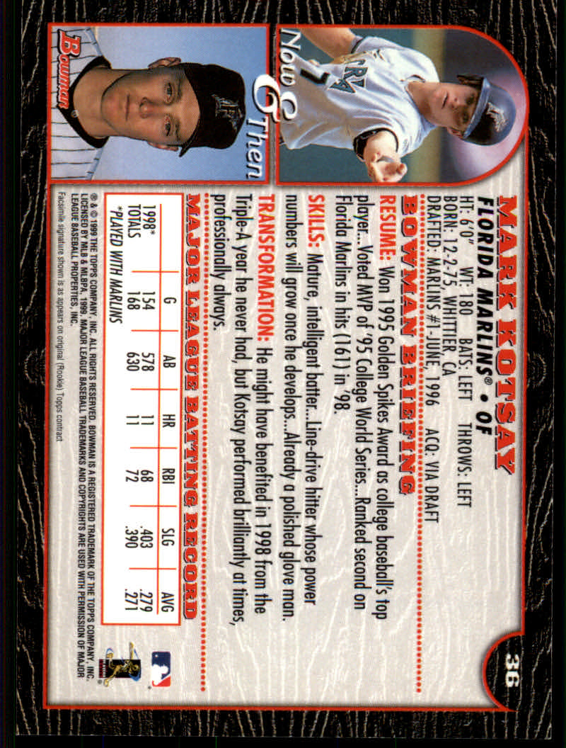 1999 Bowman Baseball "Main Set" Base Cards #1 to #220 - Picture 69 of 425