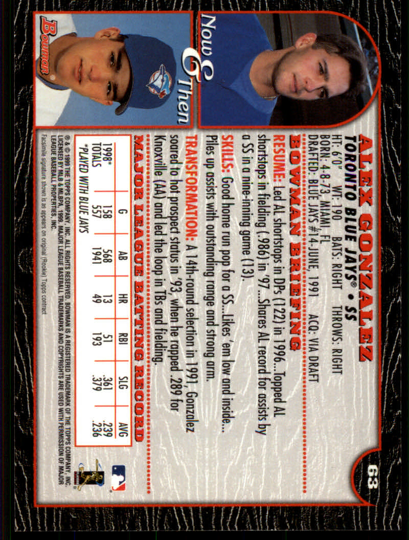 1999 Bowman Baseball "Main Set" Base Cards #1 to #220 - Picture 119 of 425