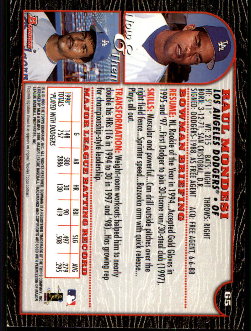 1999 Bowman Baseball "Main Set" Base Cards #1 to #220 - Picture 123 of 425