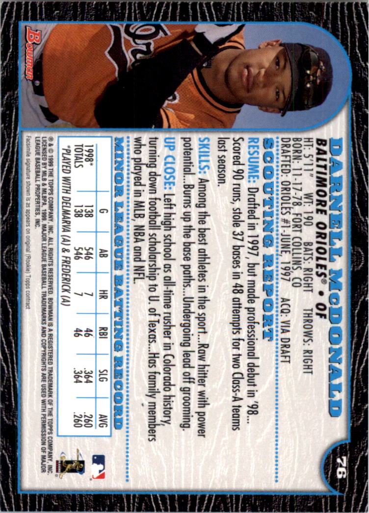 1999 Bowman Baseball Card Pick (Base) 1-253 - Bild 153 von 499