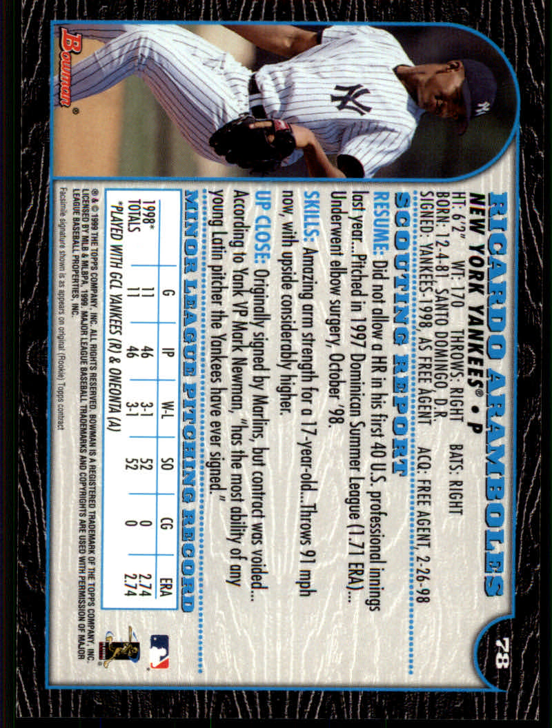 1999 Bowman Baseball "Main Set" Base Cards #1 to #220 - Picture 149 of 425