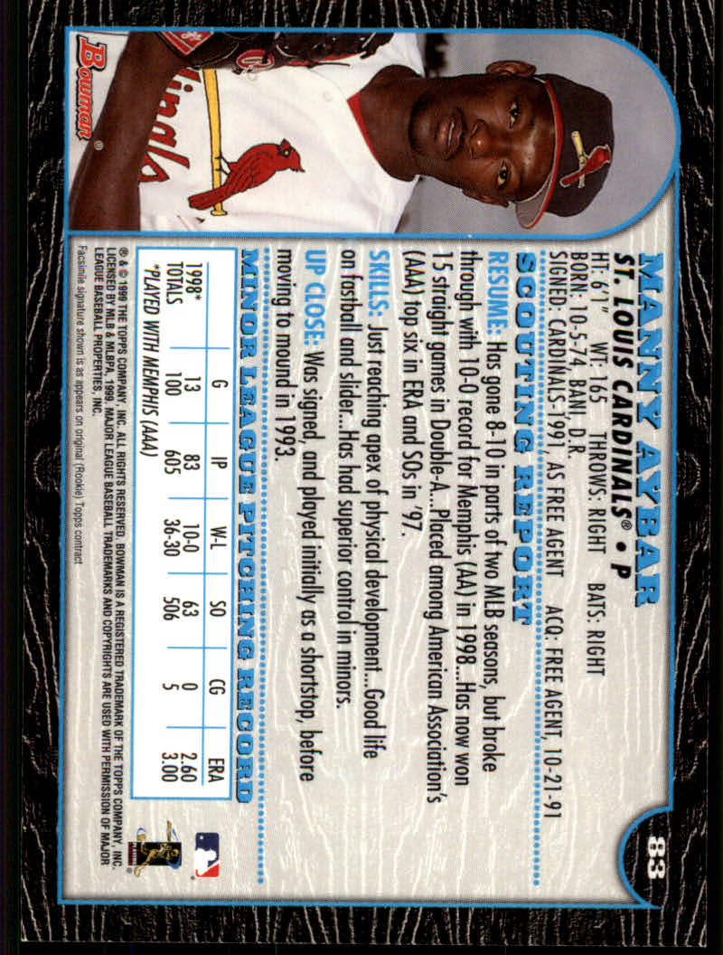 1999 Bowman Baseball "Main Set" Base Cards #1 to #220 - Picture 159 of 425