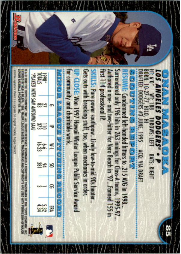 1999 Bowman Baseball Card Pick (Base) 1-253 - Bild 171 von 499