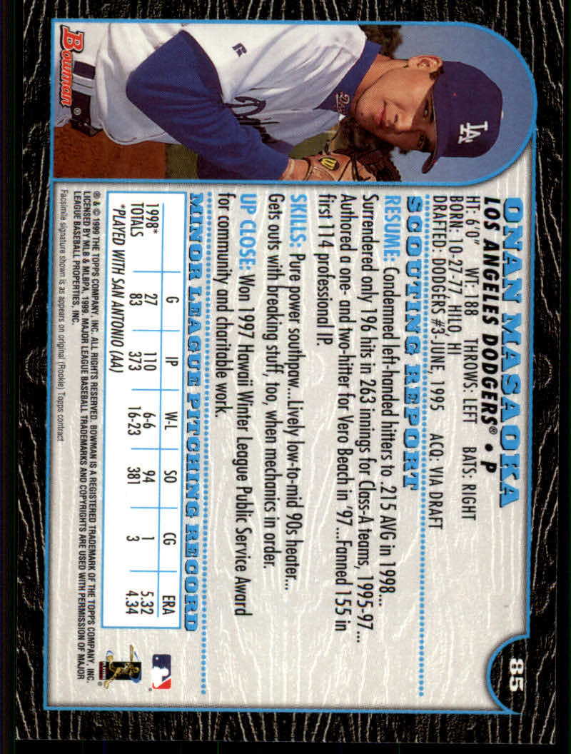 1999 Bowman Baseball "Main Set" Base Cards #1 to #220 - Picture 163 of 425