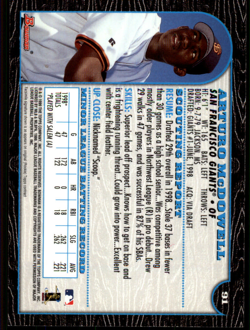 1999 Bowman Baseball "Main Set" Base Cards #1 to #220 - Picture 175 of 425