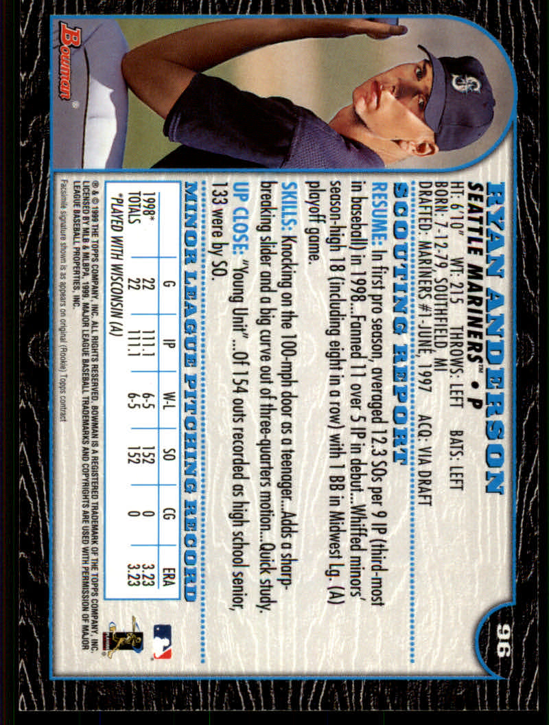 1999 Bowman Baseball "Main Set" Base Cards #1 to #220 - Picture 185 of 425