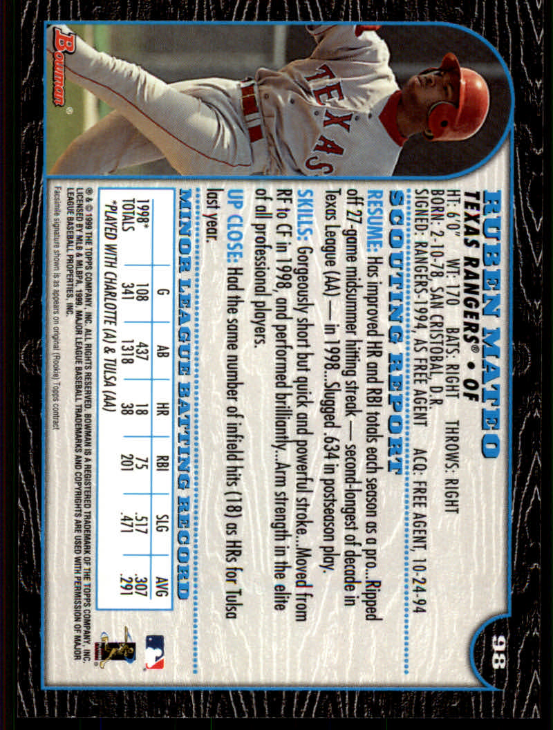 1999 Bowman Baseball "Main Set" Base Cards #1 to #220 - Picture 189 of 425