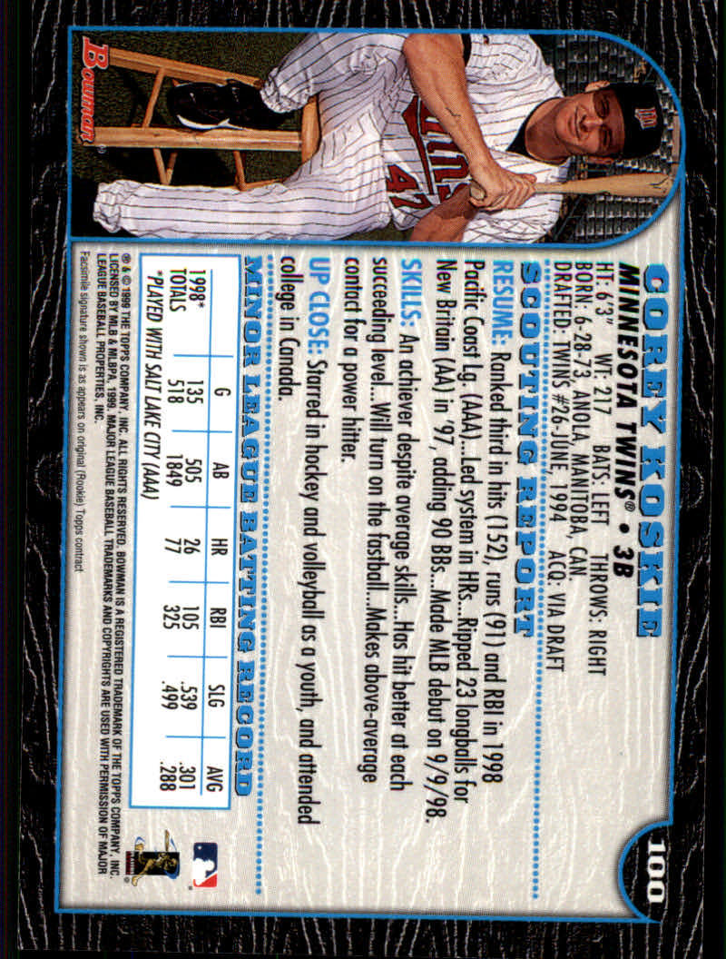 1999 Bowman Baseball "Main Set" Base Cards #1 to #220 - Picture 193 of 425