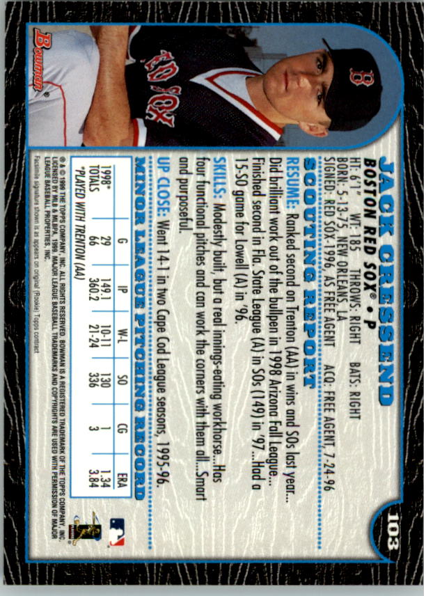 1999 Bowman Baseball Card Pick (Base) 1-253 - Bild 207 von 499