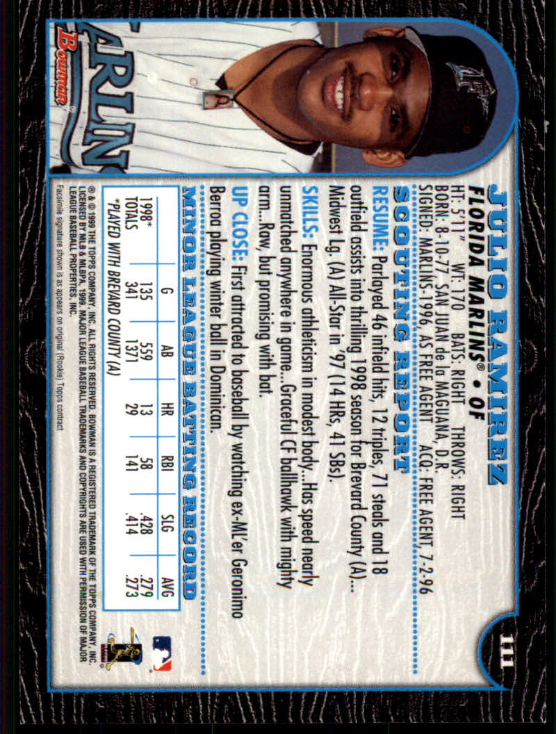 1999 Bowman Baseball "Main Set" Base Cards #1 to #220 - Picture 213 of 425
