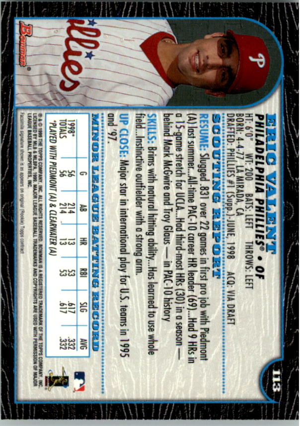 1999 Bowman Baseball Card Pick (Base) 1-253 - Bild 227 von 499