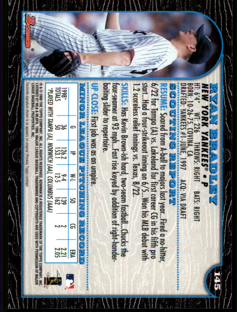 1999 Bowman Baseball "Main Set" Base Cards #1 to #220 - Picture 277 of 425