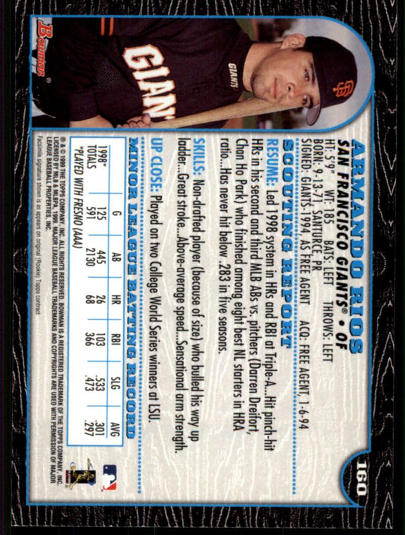 1999 Bowman Baseball "Main Set" Base Cards #1 to #220 - Picture 307 of 425