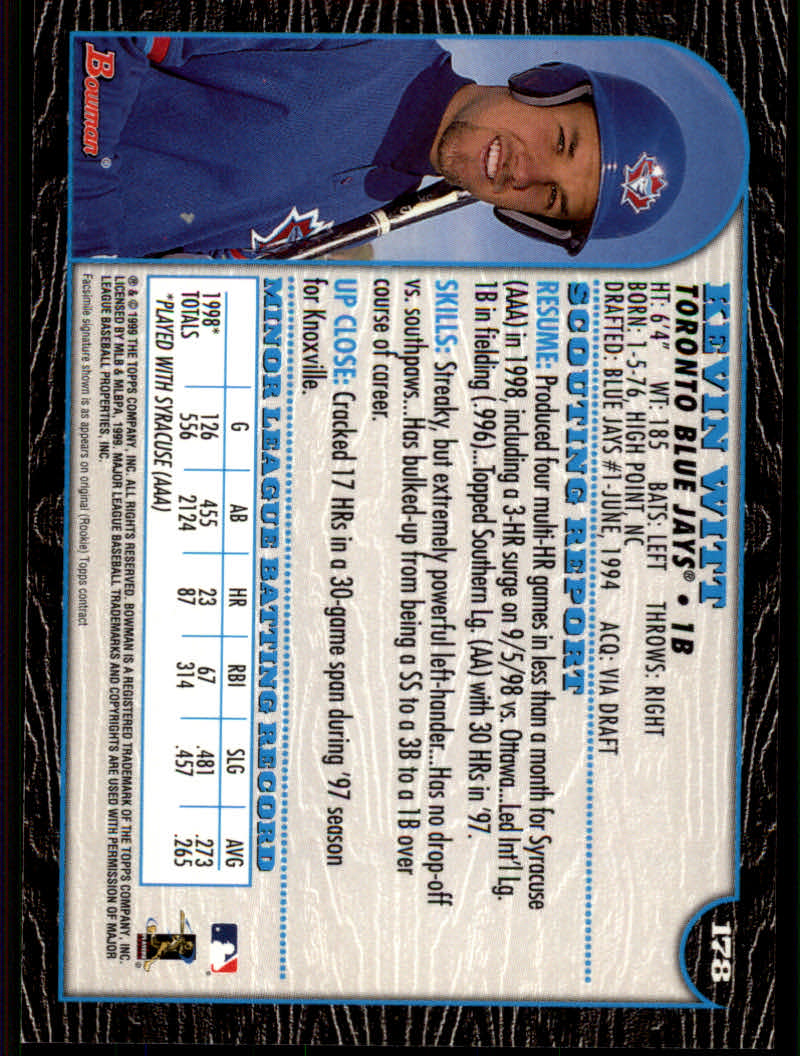 1999 Bowman Baseball "Main Set" Base Cards #1 to #220 - Picture 343 of 425