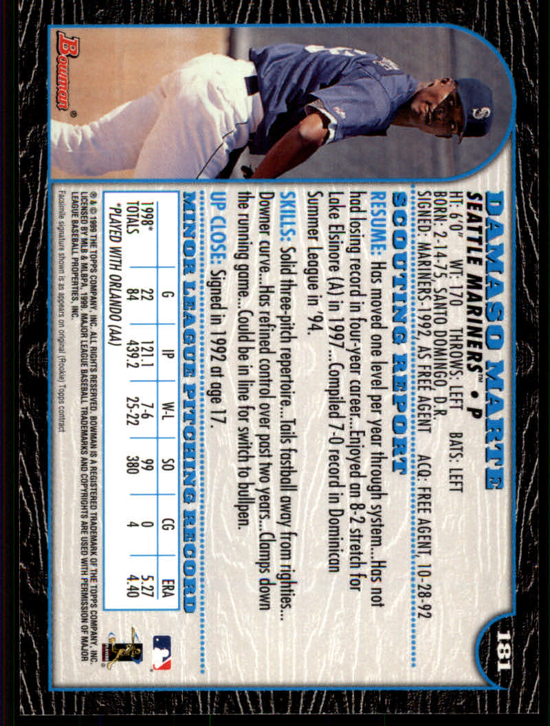 1999 Bowman Baseball "Main Set" Base Cards #1 to #220 - Picture 349 of 425