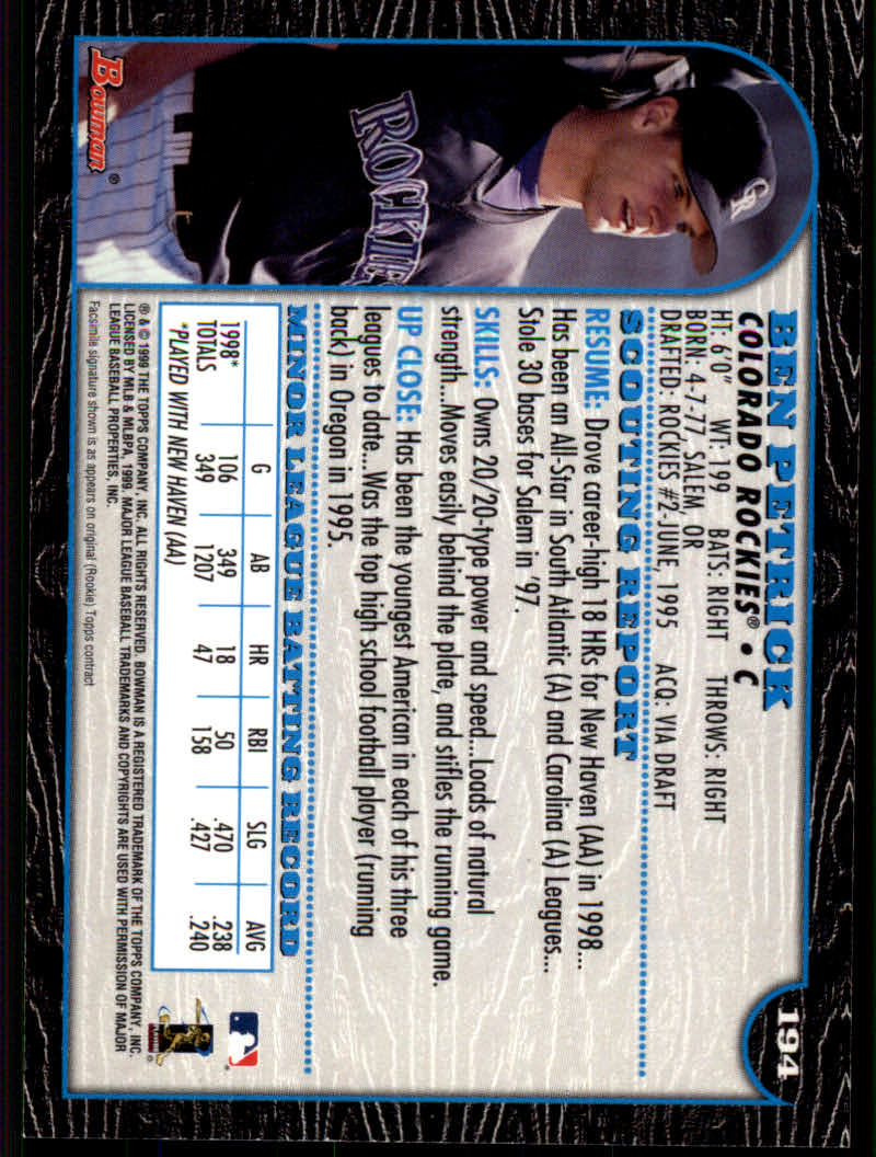 1999 Bowman Baseball "Main Set" Base Cards #1 to #220 - Picture 375 of 425