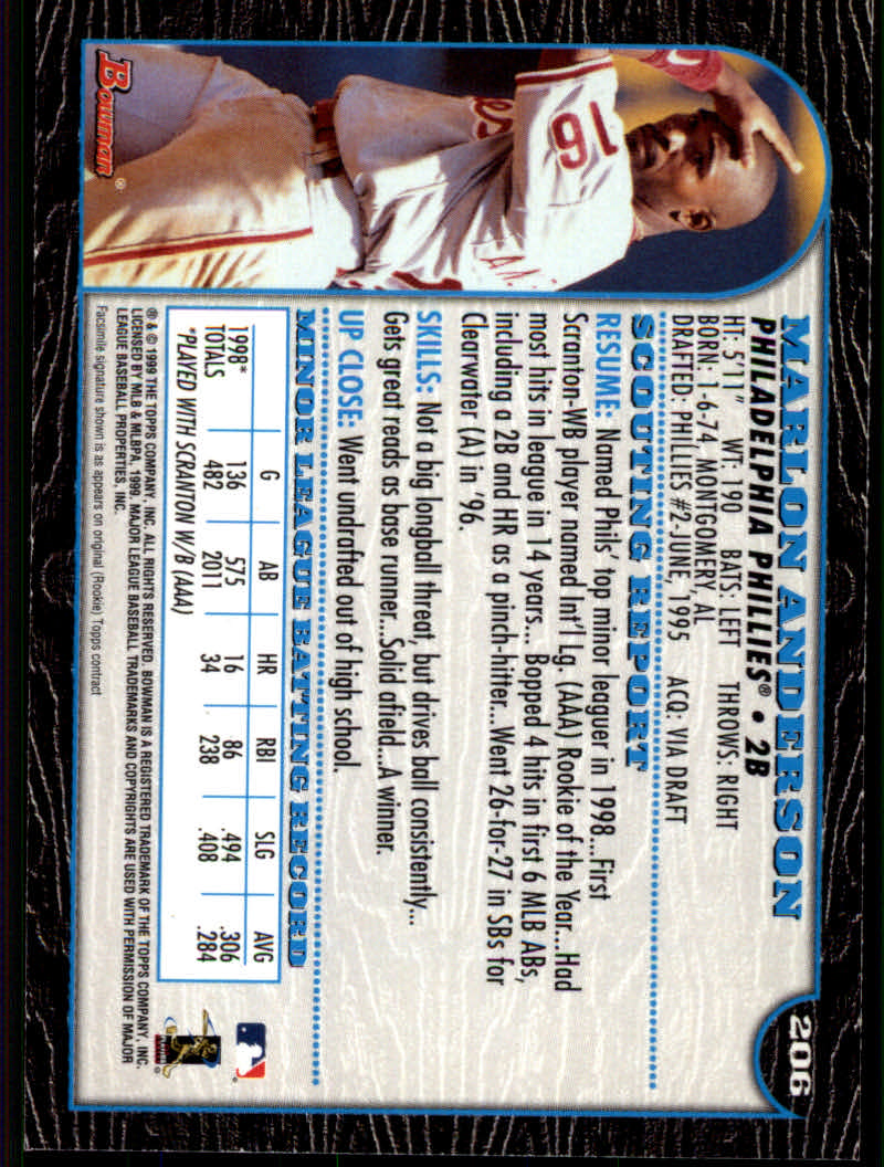 1999 Bowman Baseball "Main Set" Base Cards #1 to #220 - Picture 397 of 425