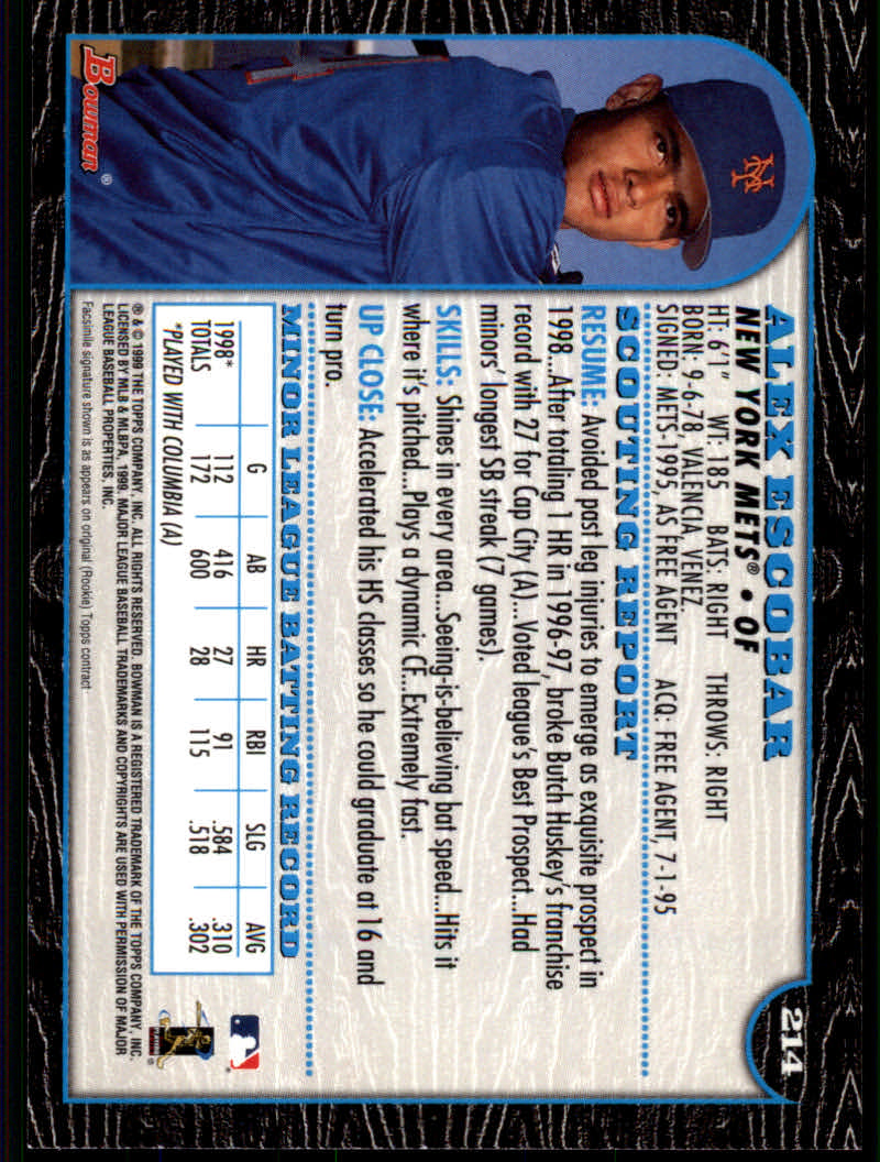 1999 Bowman Baseball "Main Set" Base Cards #1 to #220 - Picture 413 of 425