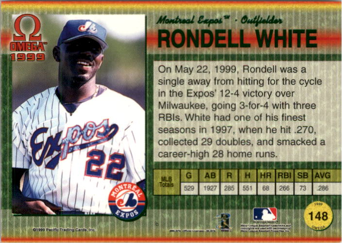 1999 Pacific Omega Gold #148 Rondell White back image