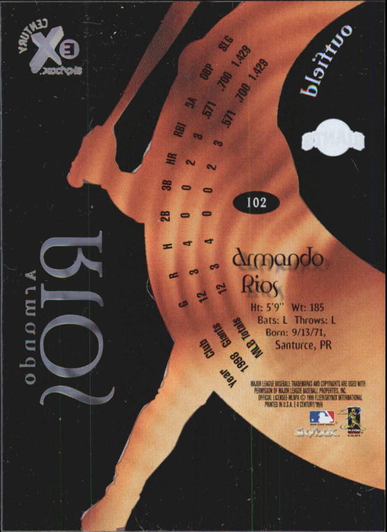 1999 E-X Century #102 Armando Rios SP back image