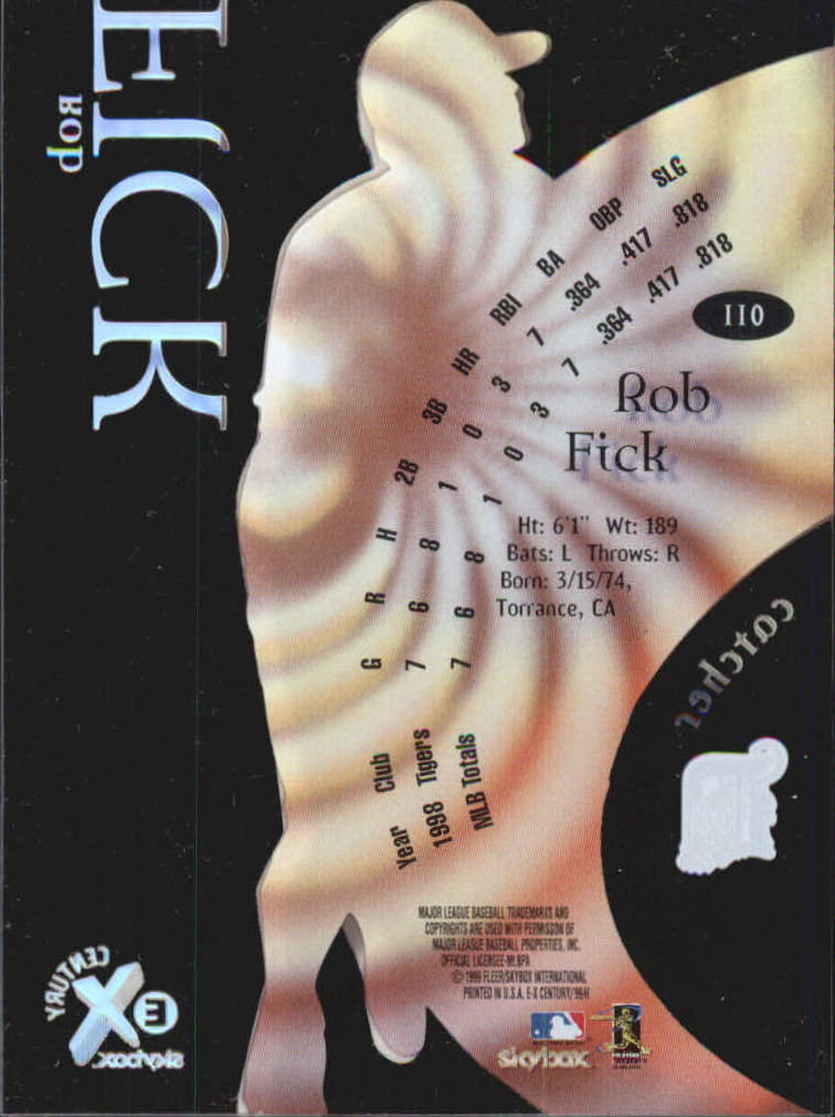 1999 E-X Century #110 Rob Fick SP back image