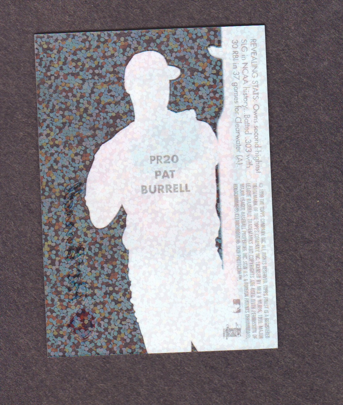 1999 Finest Peel and Reveal Sparkle #20 Pat Burrell back image