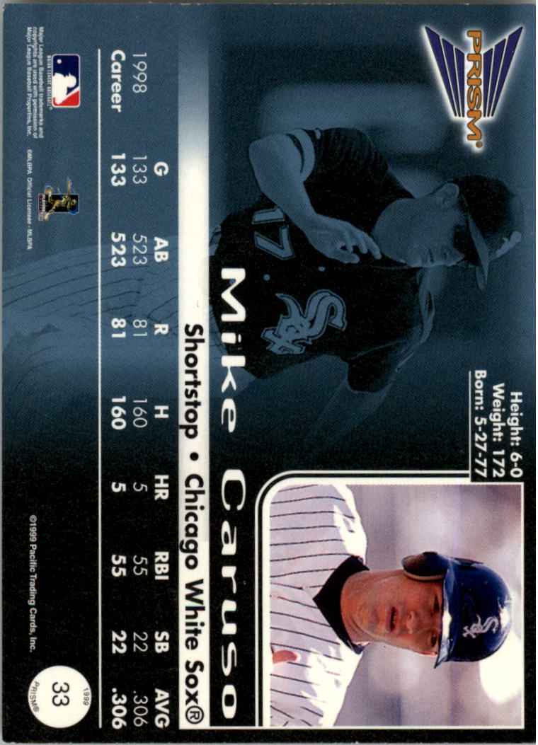 1999 Pacific Prism Holographic Gold #33 Mike Caruso back image