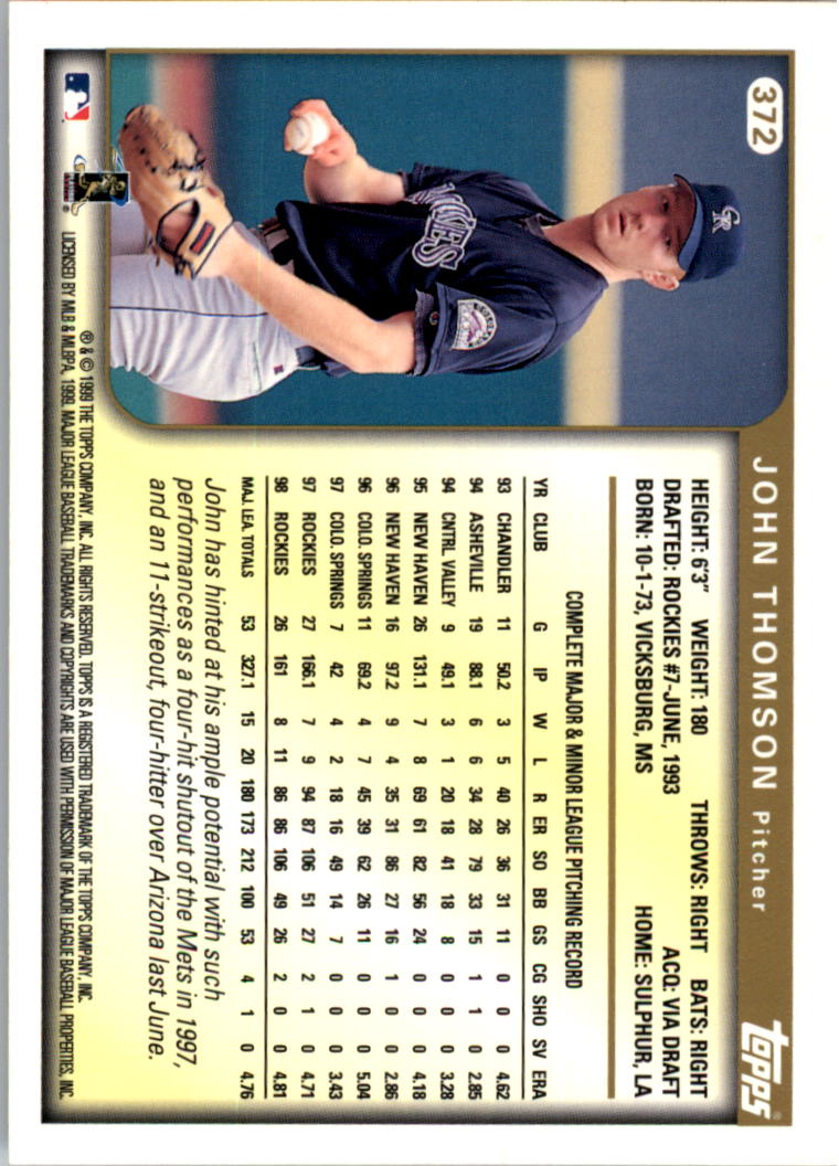 1999 Topps Baseball Card Pick (Base) 275-463 - Picture 183 of 355