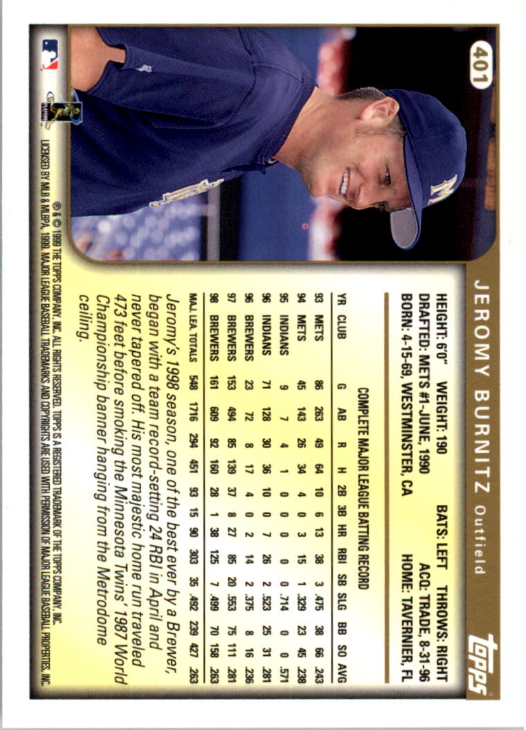 1999 Topps Baseball Card Pick (Base) 275-463 - Picture 239 of 355