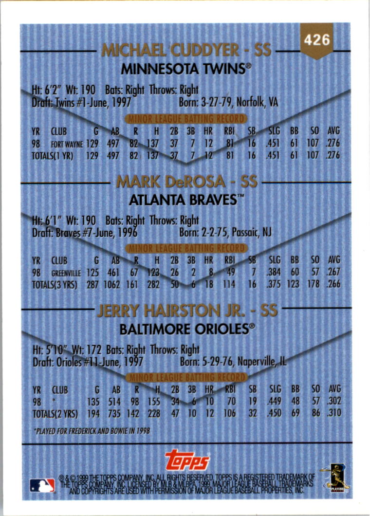 1999 Topps Baseball Card Pick (Base) 275-463 - Picture 285 of 355