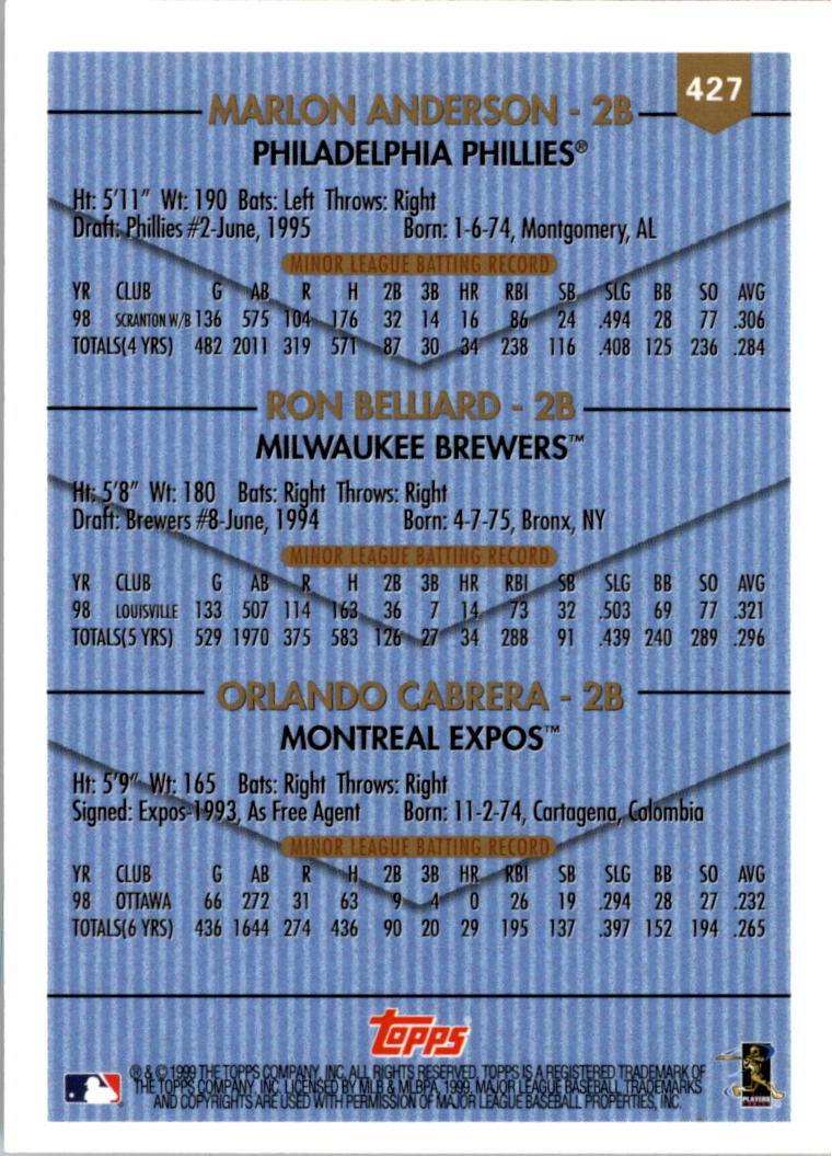 1999 Topps Baseball Card Pick (Base) 275-463 - Picture 287 of 355