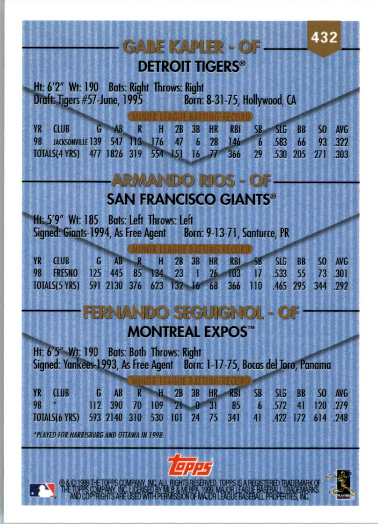 1999 Topps Baseball Card Pick (Base) 275-463 - Picture 297 of 355