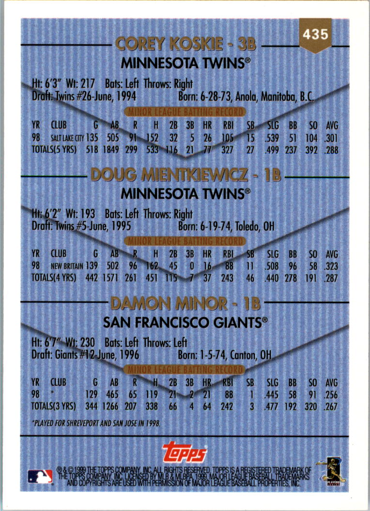 1999 Topps Baseball Card Pick (Base) 275-463 - Picture 303 of 355