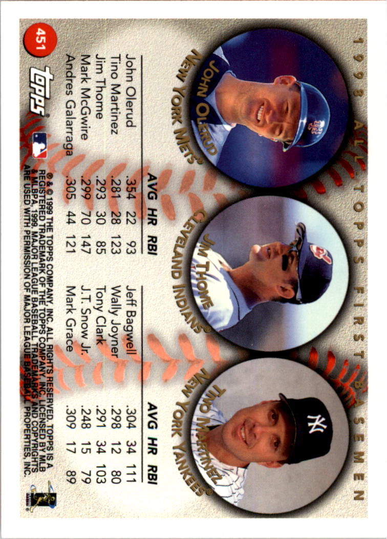 1999 Topps Baseball Card Pick (Base) 275-463 - Picture 335 of 355