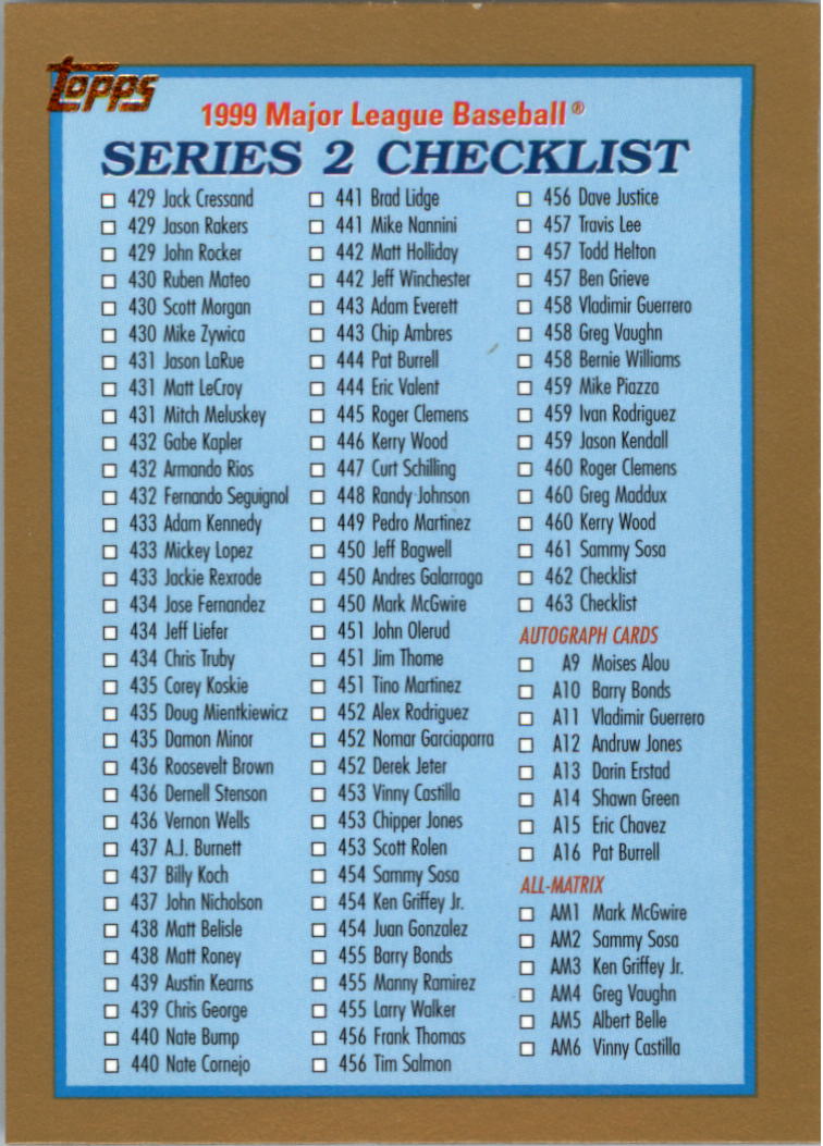 1999 Topps Baseball Card Pick (Base) 275-463 - Picture 354 of 355