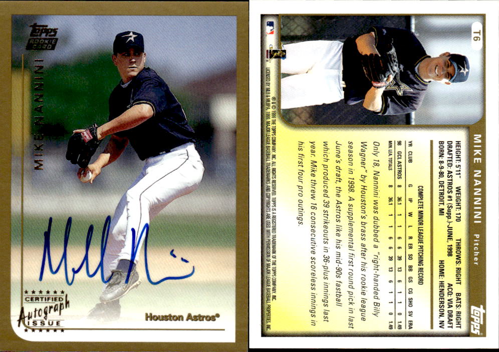 1999 Topps Traded Autographs #T6 Mike Nannini