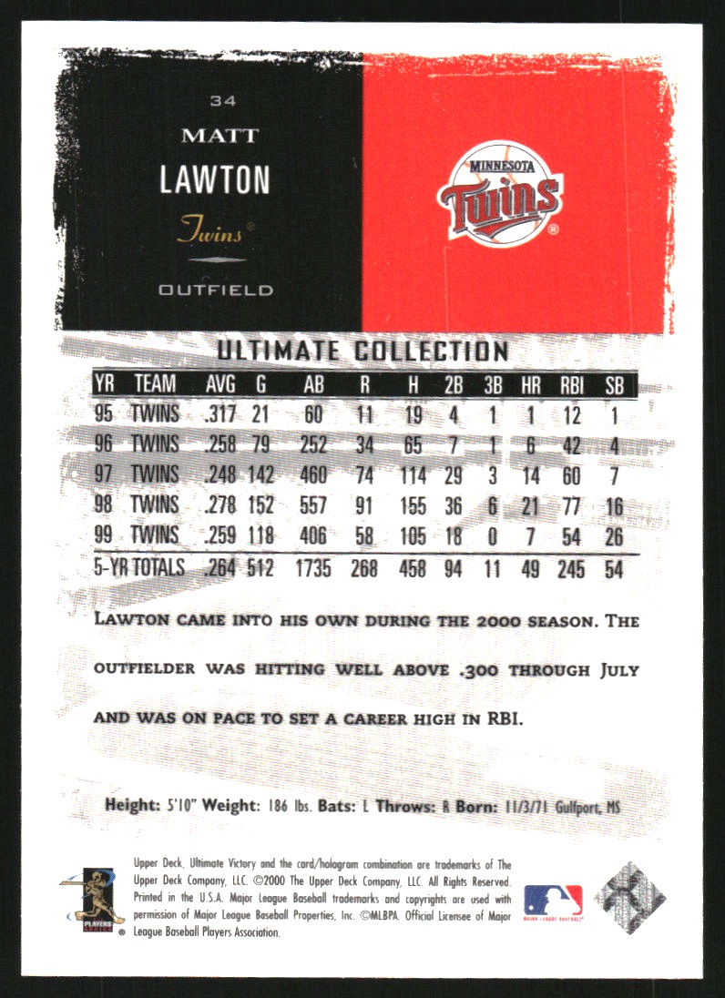 2000 Ultimate Victory Parallel 100 #34 Matt Lawton