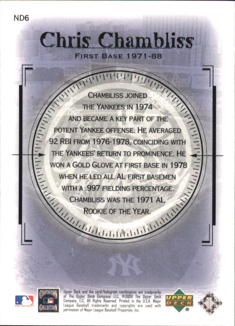 2000 Upper Deck Yankees Legends New Dynasty #ND6 Chris Chambliss back image