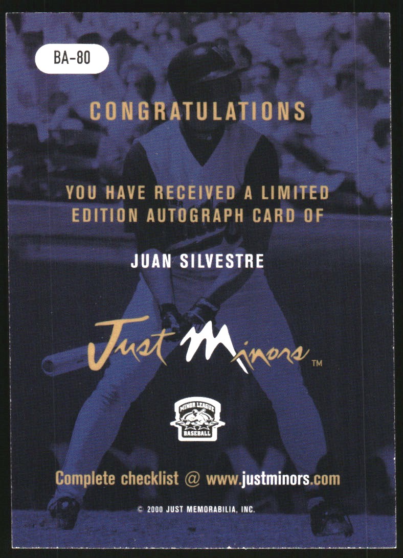2000 Just Autographs #BA80 Juan Silvestre JF back image