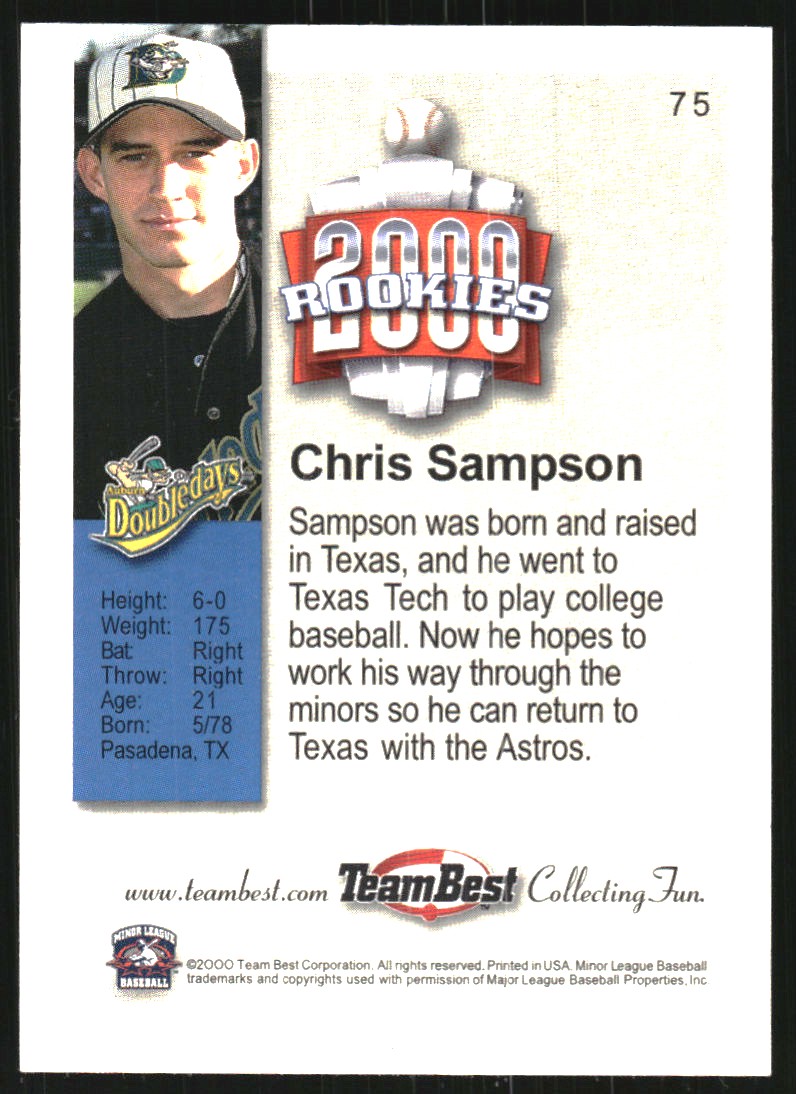 2000 Team Best Rookies #75 Chris Sampson COR back image