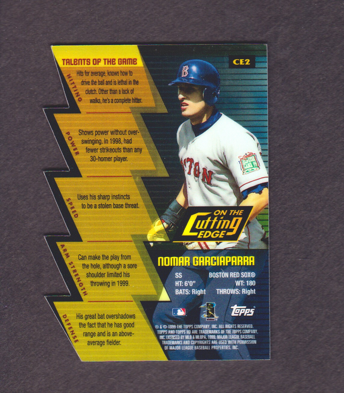 2000 Topps HD On the Cutting Edge #CE2 Nomar Garciaparra back image