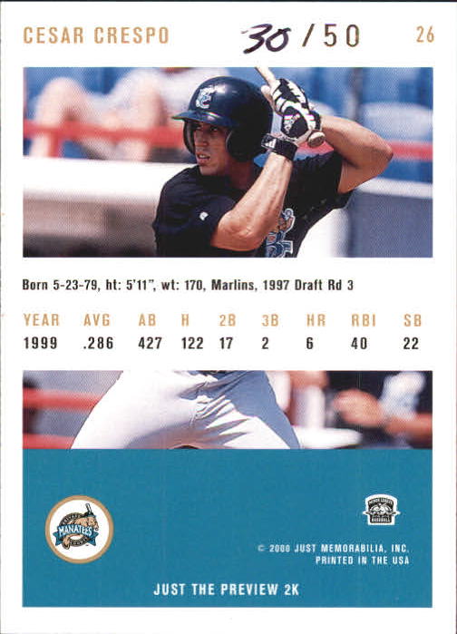 2000 Just Black #26 Cesar Crespo back image