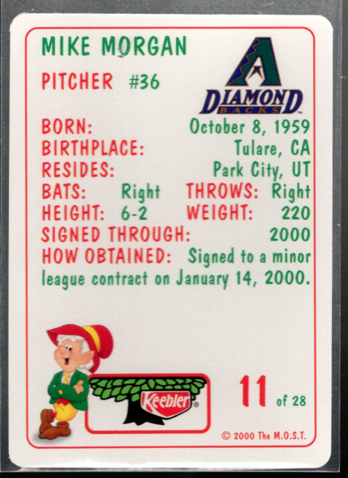 Tarjeta BB B5855- 2000 Diamondbacks Keebler #s 1-28 -Tú eliges- 15+ ENVÍO GRATUITO A EE. UU. - Imagen 3 de 5