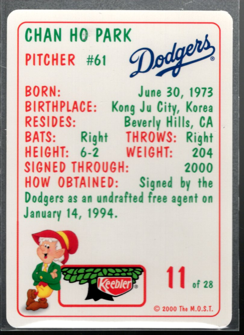 Tarjeta de béisbol B5868- 2000 Dodgers Keebler #s 1-28 -Tú eliges- 15+ ENVÍO GRATUITO A EE. UU. - Imagen 5 de 7