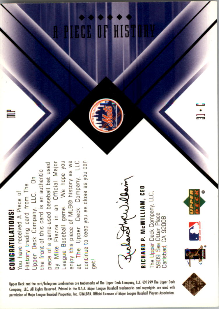2000 Black Diamond A Piece of History #MP Mike Piazza back image
