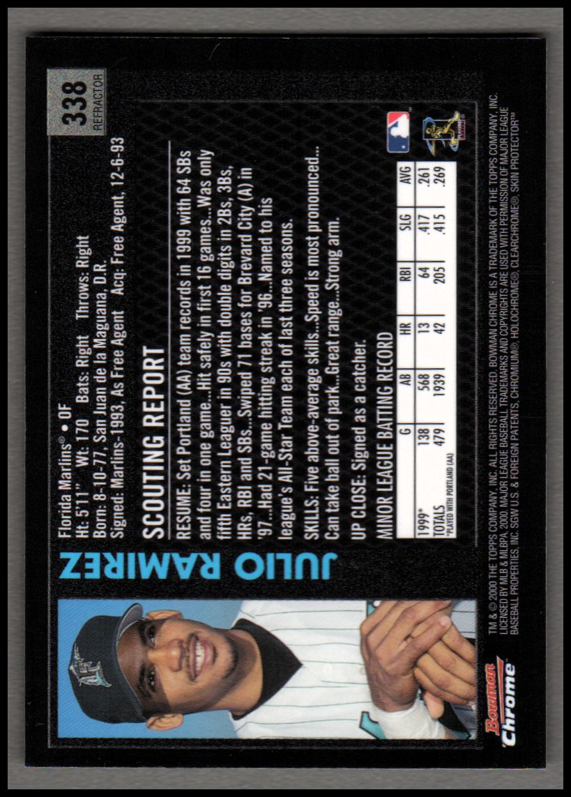 2000 Bowman Chrome Retro/Future Refractors #338 Julio Ramirez back image