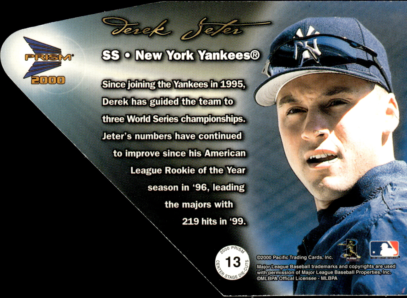2000 Pacific Prism Center Stage #13 Derek Jeter - NM-MT - Picture 2 of 2