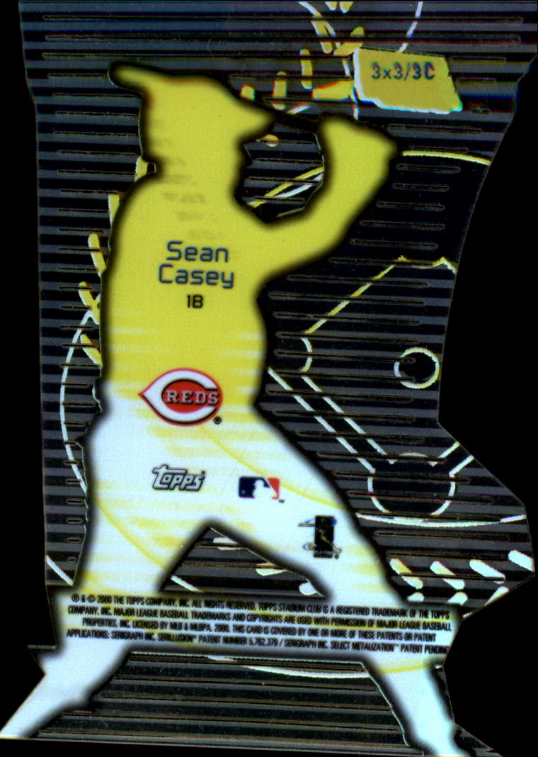 2000 Stadium Club 3 X 3 Illuminator #3C Sean Casey back image