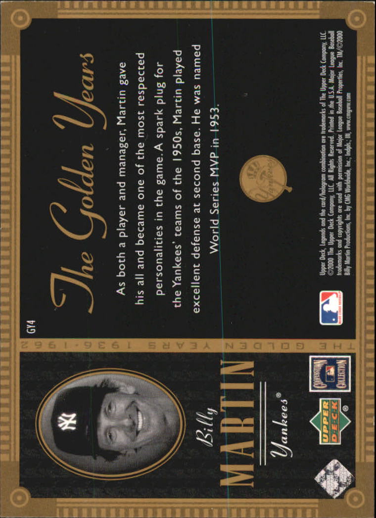 2000 Upper Deck Yankees Legends Golden Years #GY4 Billy Martin back image