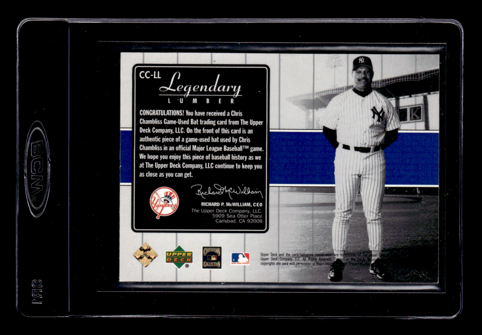 2000 Upper Deck Yankees Legends Legendary Lumber #CCLL Chris Chambliss back image